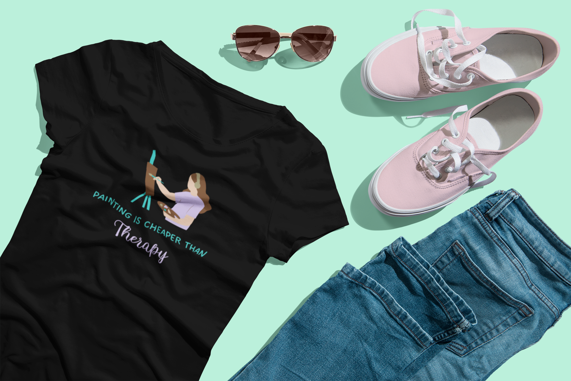 Painting Is Cheaper Than Therapy | Jersey Short Sleeve Tee