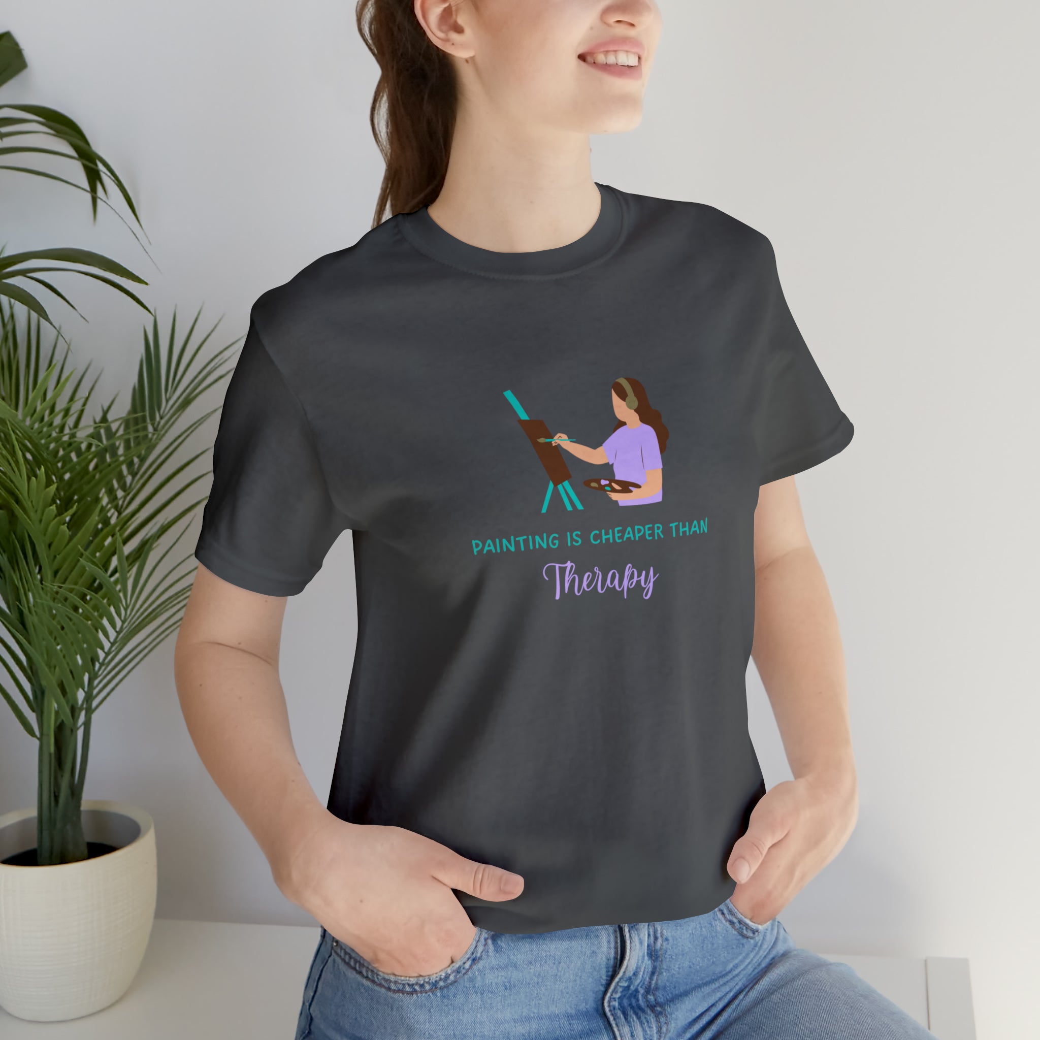 Painting Is Cheaper Than Therapy | Jersey Short Sleeve Tee