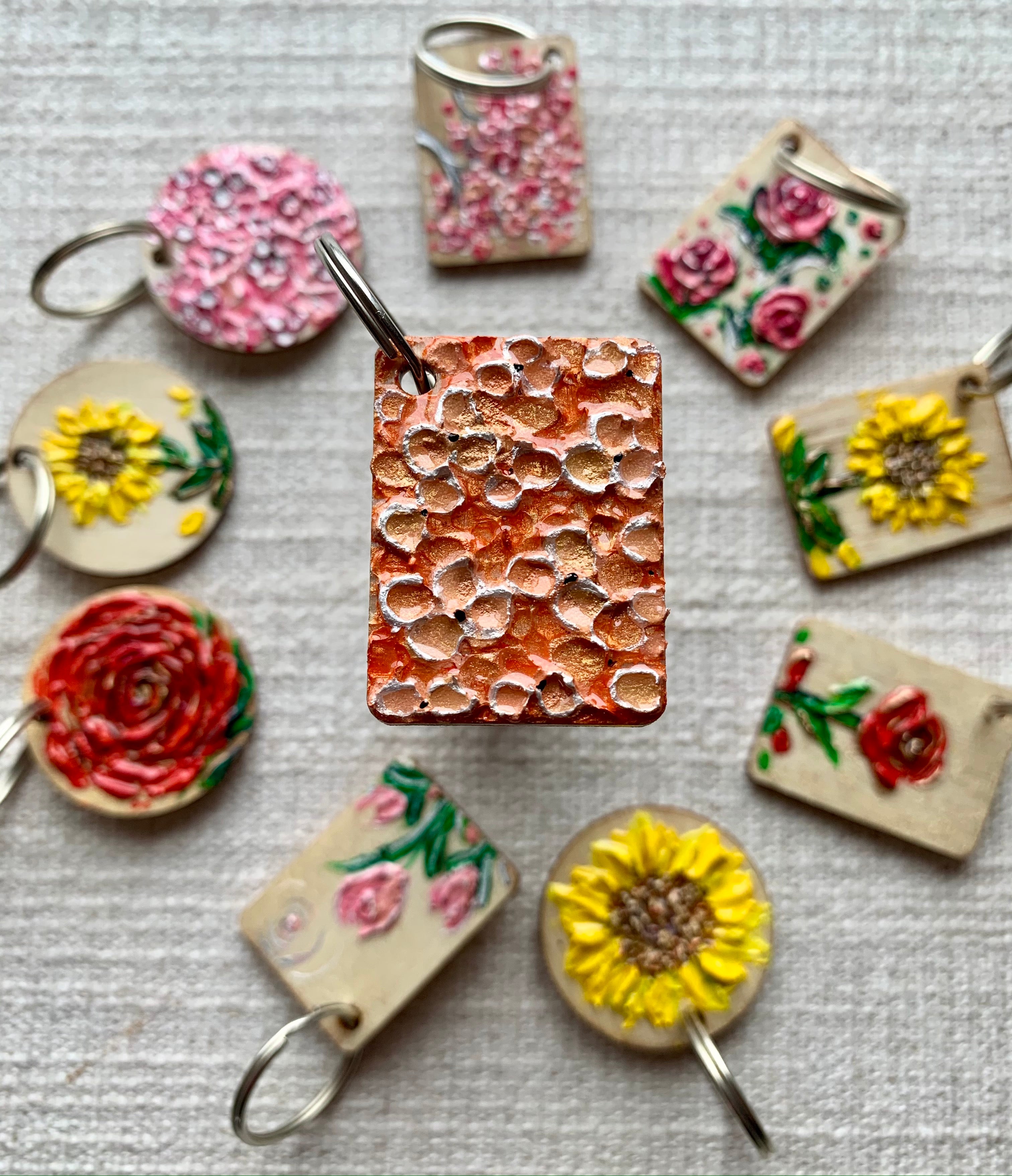 Abstract Peach Blossom | Keychain